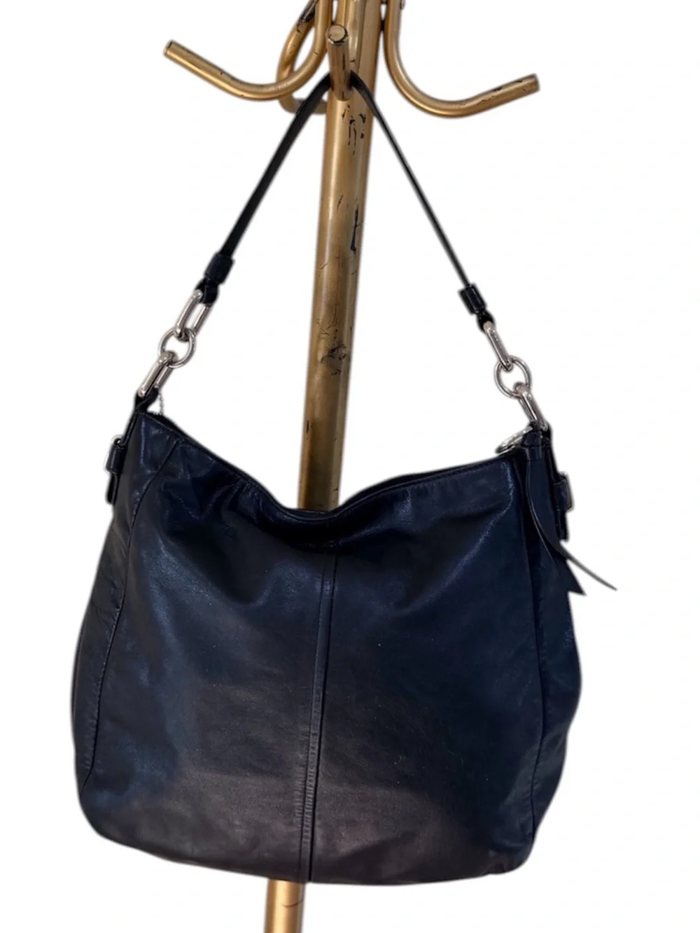 Coach Ashley Black Leather Hobo Bag Turnlock 17888 Large
